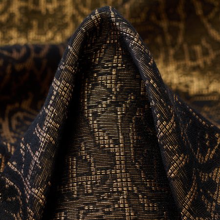 JACQUARD, SILK BLEND, METALLIC, RAVEN BLACK&GILDED BEIGE