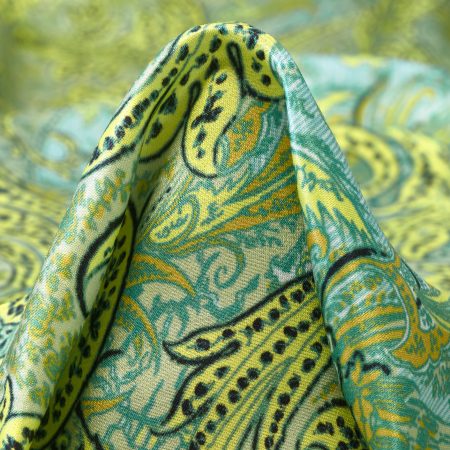Satin, Silk, Paisley, Bright Lime