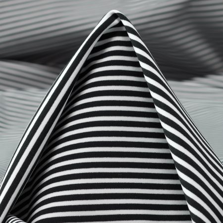 Techno Jersey, Stripes, High Elasticity, Raven Black&Brilliant White