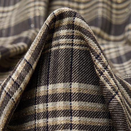 Viscose Blend, Lurex, Check, Gilded Beige&Silver Gray