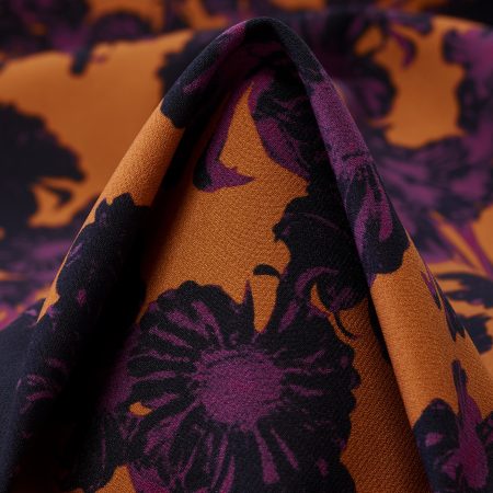 Techno Stretch, Printed, Floral, Burnt Orange&Ultra Violet