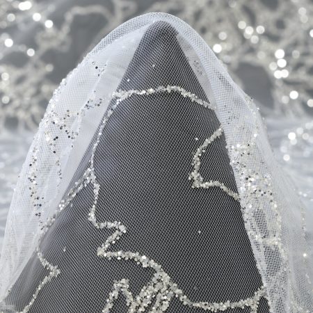 Tulle, Shimmering, Metallic, Brilliant White&Silver